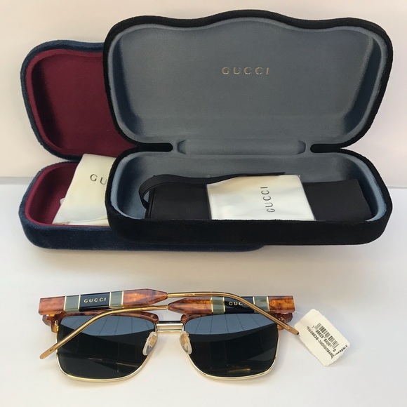💯 - New Authentic Gucci Havana Plastic/Metal Square Sunglasses Unisex GG0603… - Picture 2 of 12